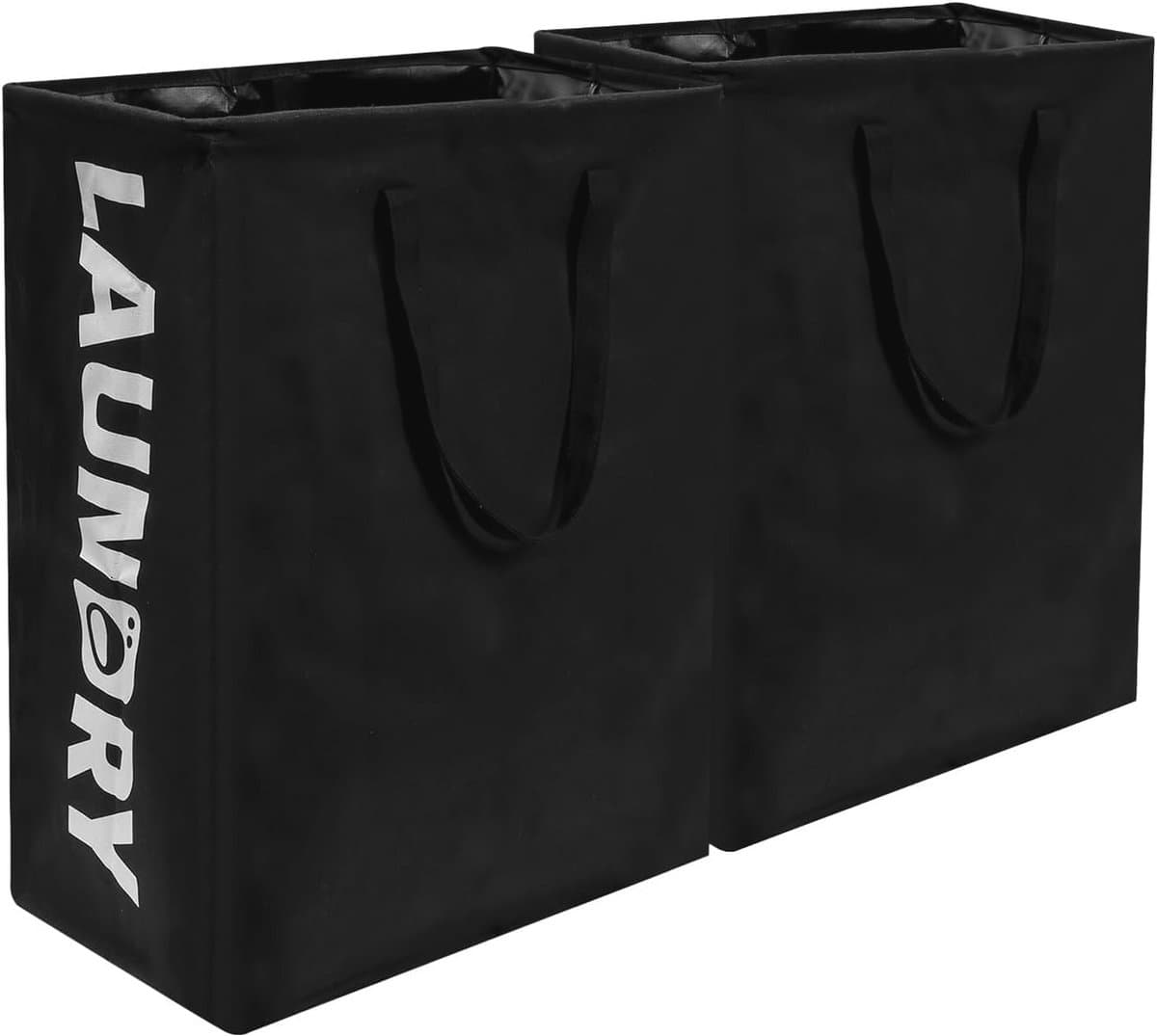 Foldable Laundry Basket Pack of 2 75 Litres - Narrow Laundry Collector for Bathroom Living Room 60 x 40 x 34 cm — afbeelding 1