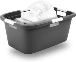 Novaliv wastobbe met 4 handgrepen 40L antraciet, wasboxset wasemmer wascontainer voor badkamerwas vuile was, wastobbes wasmand opbergruimte wasmand wasmand verzamelbox — thumbnail 1