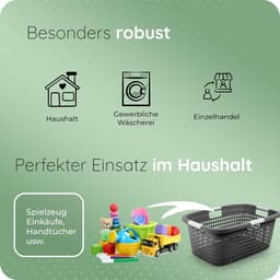 Novaliv Value Set 6X Wasmand met 4 handgrepen 40L Antraciet, Wasboxset Wasemmer Wascontainer voor badkamerwas Vuile was, Wasmand Opbergmand Verzamelbox — thumbnail 5
