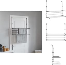 vidaXL - Droogrek - voor - balkon - 89x25x(60-95) - cm - aluminium — thumbnail 1
