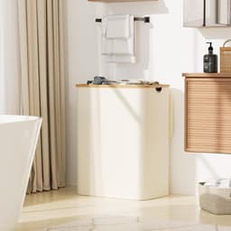 Wasmand met deksel en 3 vakken - beige - bamboe - 160 liter — thumbnail 5