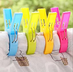 Strandlaken Knijpers - Wasknijpers - Grote Handdoek Klemmen - Badlaken Clips - 4 Stuks - wasknijper - dekbedhoes - Gekleurde grote kunststof handdoek/strandlaken knijpers 12 cm - Badlaken/strandlaken klemmen — thumbnail 4