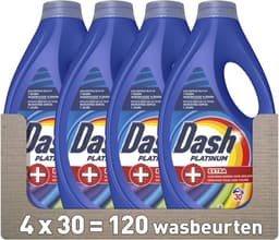 Dash Platinum Vloeibaar Wasmiddel +Extra Vlekverwijdering voor Gekleurde Was - 4 x 30 Wasbeurten — thumbnail 1