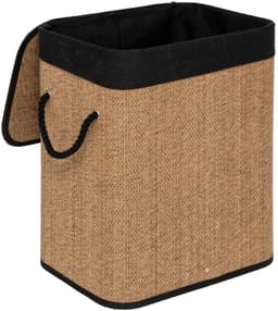 5Five Wasmand met deksel - bamboe hout - 60 Liter- naturel zwart - 41 x 30 x 50 cm — thumbnail 2