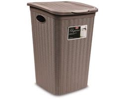 Wasmand met deksel 'Elegance' - 50 Liter - Met ventilatie - Handgrepen - Taupe — afbeelding 1