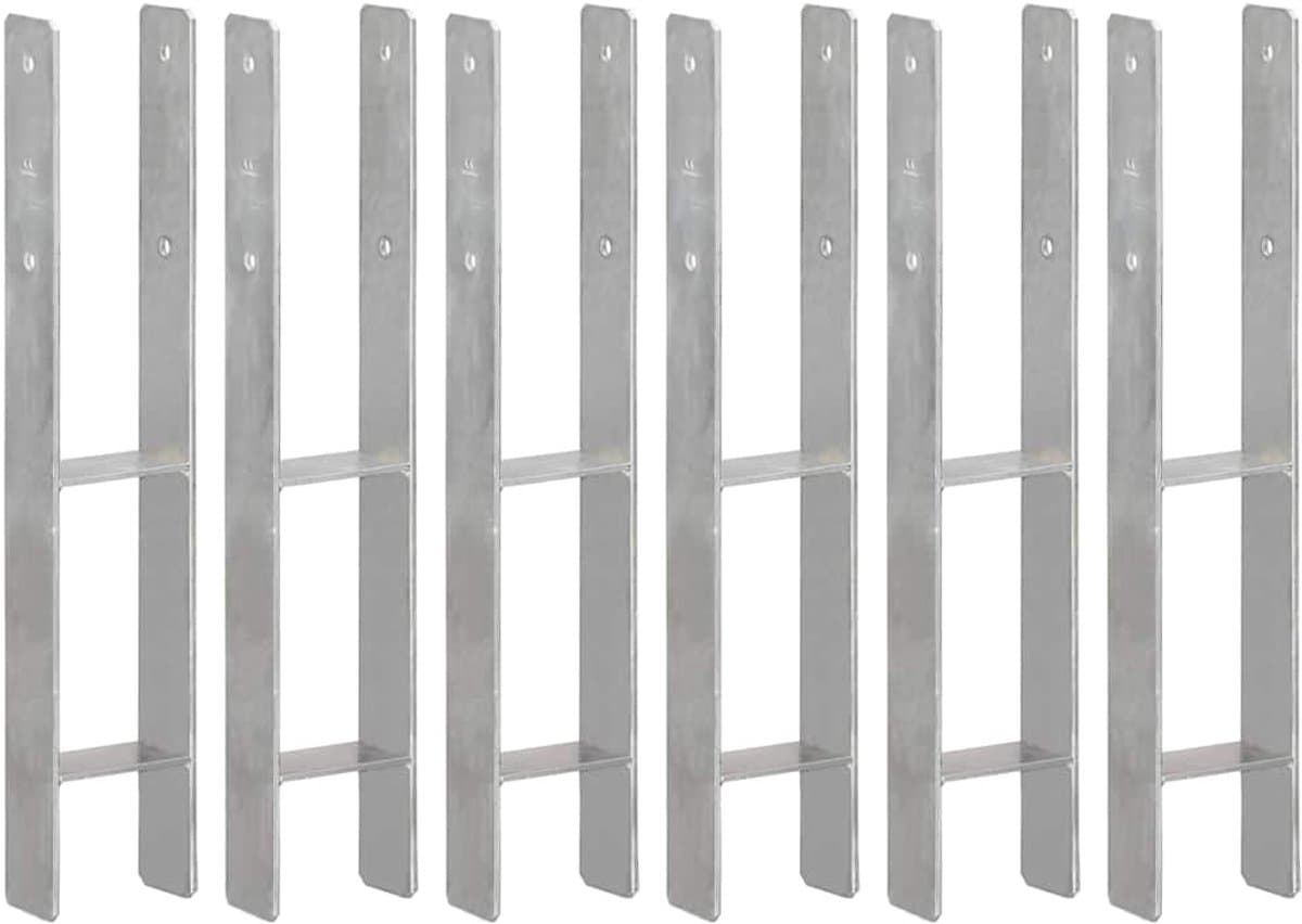 vidaXL - Grondankers - 6 - st - 10x6x60 - cm - gegalvaniseerd - staal - zilverkleurig — afbeelding 1