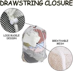 Allecto Plus - Wasnetzakken 60 x 90 cm - Set van 2 - Organizer voor wasmachinetas - Grote mesh waszakken met trekkoord - Reizen - Kleding opbergen - Dekbedovertrek - Speelgoedopslag - Studentenhuis - Appartement — thumbnail 5