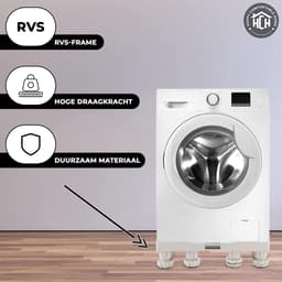 HCH Wasmachine Verhoger - 12 Poten - Anti Slip - Tot 300 KG Draagkracht - Verstelbaar - Wasmachine Opbouwmeubel - Witgoed Verhoging - Geschikt voor Wasmachine, Droger, Koelkast, Diepvries en Fornuis - Wit — thumbnail 4