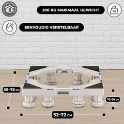 HCH Wasmachine Verhoger - 12 Poten - Anti Slip - Tot 300 KG Draagkracht - Verstelbaar - Wasmachine Opbouwmeubel - Witgoed Verhoging - Geschikt voor Wasmachine, Droger, Koelkast, Diepvries en Fornuis - Wit — thumbnail 3