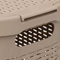5Five Smalle Wasmand met deksel Rotan - beige - gevlochten kunststof - 40 liter - 26 x 46 x 60 cm — thumbnail 2