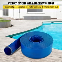 Afvoerslang, 2” X 105', Platte Pvc-Weefslang, Robuuste Terugspoel-Afvoerslang met Klemmen, Weerbestendig En Plaatsvast, Ideaal voor Zwembaden En Wateroverdracht, Blauw — thumbnail 5