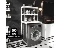 AirSleeperz® wasmachine kast - Droger Ombouw Meubel - Wit Metaal - 3 etages - 50x68x155 cm — afbeelding 1