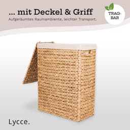 Ruimtebesparende Wasmand met Deksel - Gevlochten Waterhyacint, 58 Liter — thumbnail 5