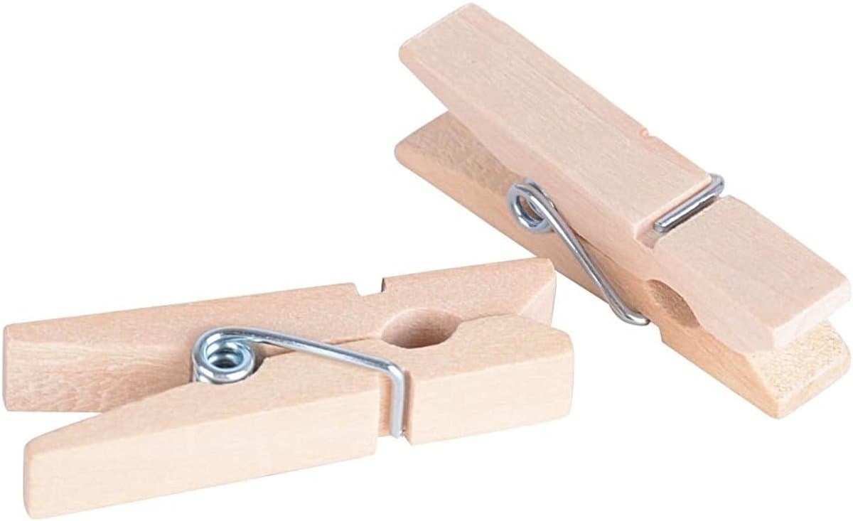 Decoratieve houten mini-wasknijpers 100 stuks - Natuurlijke kleur voor knutselen en decoratie — afbeelding 1