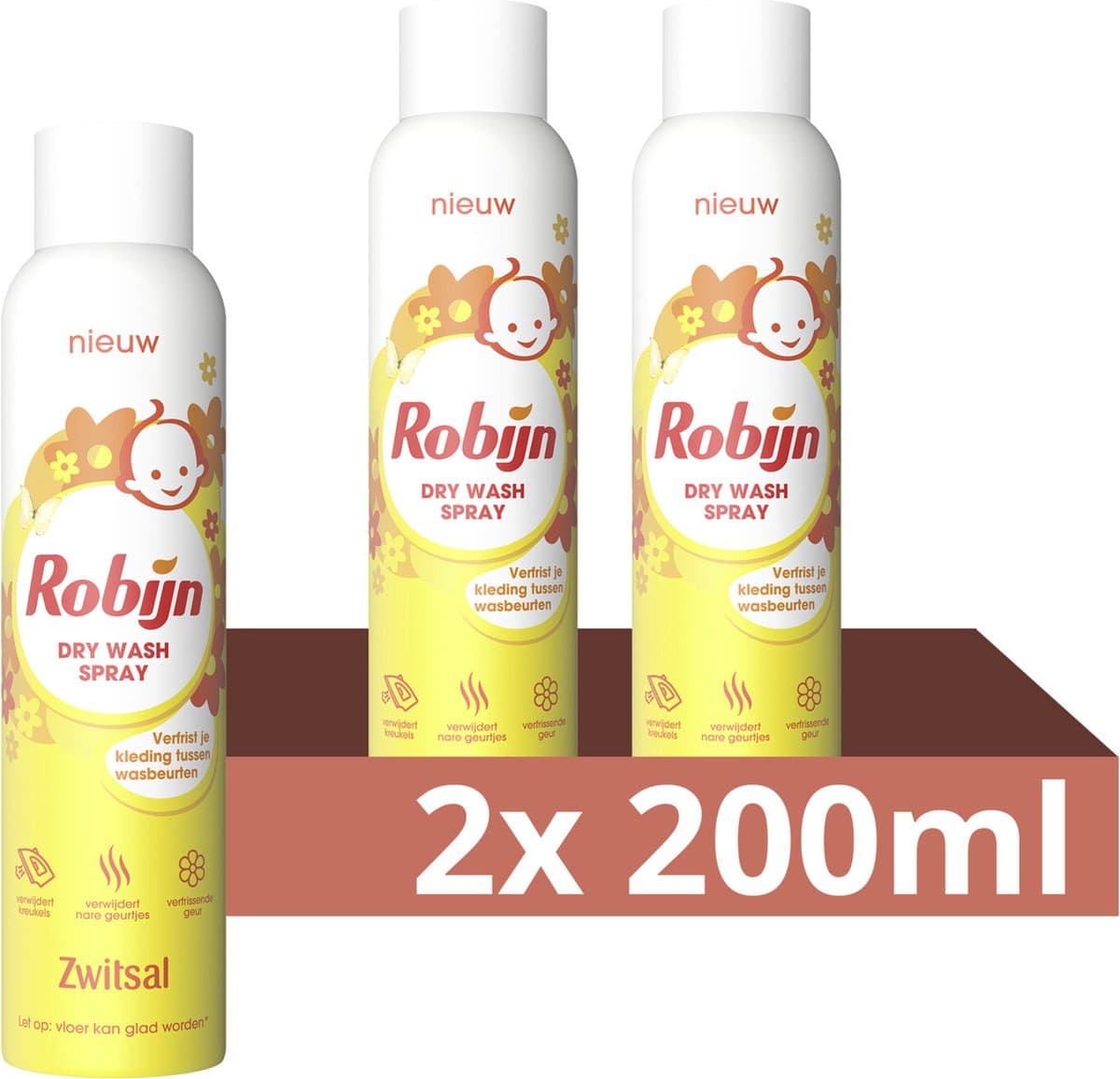 Robijn Zwitsal Dry Wash Spray - 2 x 200 ml - Voordeelverpakking — afbeelding 1