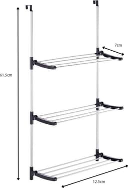 Deurhangend kledingdroogrek opvouwbaar, opvouwbaar, ruimtebesparend hangend kledingdroogrek met 3 lagen 12 opvouwbare staven 12,5 * 7 * 61,5 cm — thumbnail 3