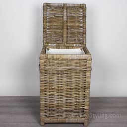 Wasmand - Vierkant - Met deksel - 40x40xH65 - Riet - Rotan — thumbnail 3