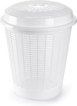 PlasticForte Wasmand met deksel - 50 liter - wit - rond - D45 x H57 cm - opbergmand — thumbnail 1