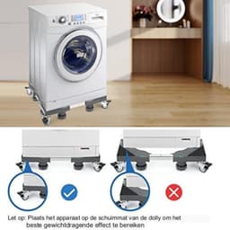 MTTProducts - Wasmachine standaard - Verstelbare wasmachinebasis - Met 4 wielen - Grijs - Ondersteunt 300 kg - Ideaal voor zware apparatuur - Ruimtebes... — thumbnail 2