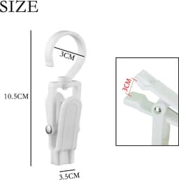 Wasknijpers - Met haak - Anti slip - Speciaal type - Mat Wit - 10 stuks - Droogrek knijpers - 360 graden draaibaar - Wasrek knijpers - Binnen en buiten — thumbnail 3
