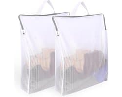 Waszakjes 2 Stuks- Waszakken - Wasnetten - Waszakjes Met Rits - Bescherm Je Wasgoed En Wasmachine - 50x40x10 Cm - Wasnet Groot - Mesh Waszakken Met Ritssluitingen - Herbruikbare Waszak Met Handvat - Voor Thuis, Slaapzaal, Hotel, Reizen — afbeelding 1