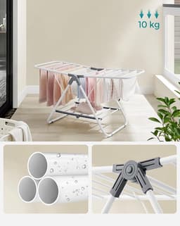 Roll over image to zoom in SONGMICS Tumble Dryer, Foldable Floor DryeSONGMICS Droger, Opvouwbare Vloerdroger met 2 Vleugels, Ruimtebesparend Metaal voor Kleine Kleding, Handdoeken, Badkamer, Balkon, 44 x 101 x 54 cm, Witte Wolk LLR504W01 — thumbnail 2