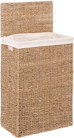 5Five Wasmand - riet - met deksel - rechthoekig - 38 x 23 x 55 cm - 40 liter — thumbnail 4