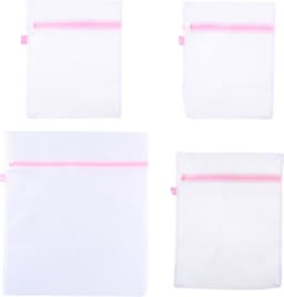 Waszakjes - 4 stuks - wit/roze - 3 formaten - waszakken — thumbnail 1