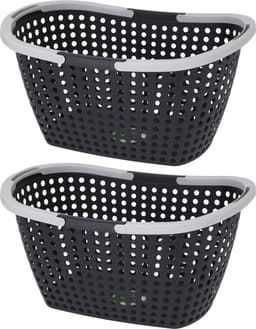 Excellent Houseware Kunststof wasmanden - 2x stuks - 15L - 44 x 32 x 22 cm — thumbnail 1