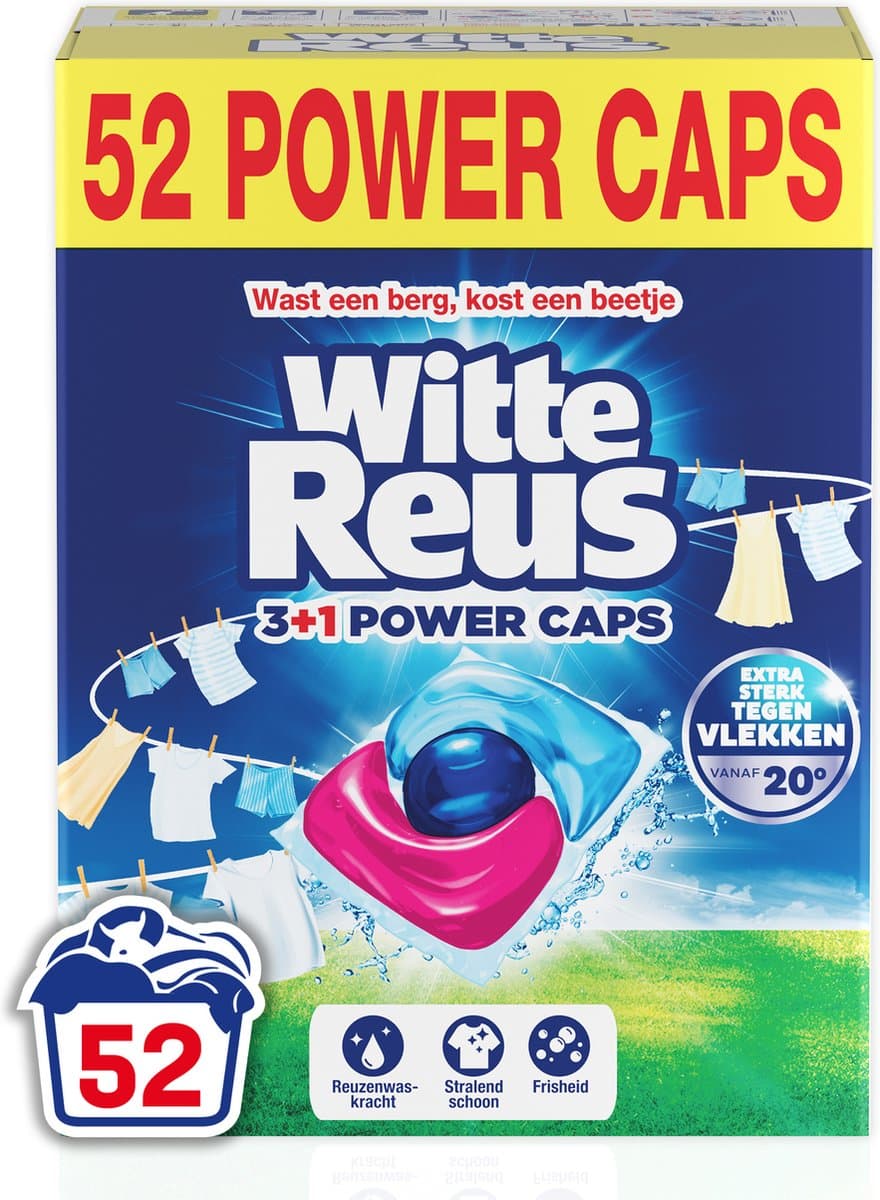Witte Reus Power Caps - Wascapsules - Witte Was - Voordeelverpakking - 2 x 26 Wasbeurten — afbeelding 1