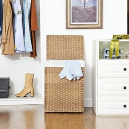 Hoppa! | Wasmand | Handgeweven Synthetisch Rotan | 90 L | Natuurlijke Kleur | 46 x 33 x 60 cm (L x D x H) — thumbnail 3
