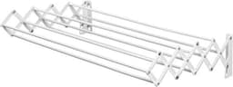 Droogrek voor wasruimte badkamer bijkeuken - kleding hangend drogen - wandmontage harmonica uittrekbaar inschuifbaar - 8 stangen - Wit — thumbnail 4