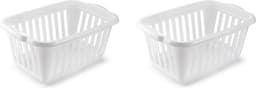 Plasticforte Wasmand - 2x stuks - wit - kunststof - 40 liter - 60 x 40 x 26 cm - manden voor wasgoed - opbergmand — thumbnail 1