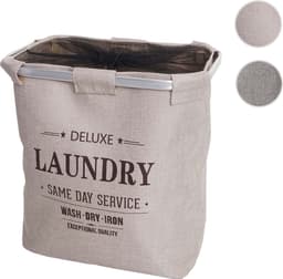 Wasmand MCW-C34, Wasbox Wasmand Wasmand met net, 1 vak 56x49x30cm 82l ~ beige — thumbnail 2