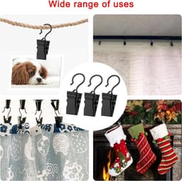 50 Stuks Gordijnclips Metalen Ophanghaken, Gordijnclips met Haken, Gordijnhangers Clips, voor Slaapkamer, Badkamer, Huisdecoratie, Zwart — thumbnail 2