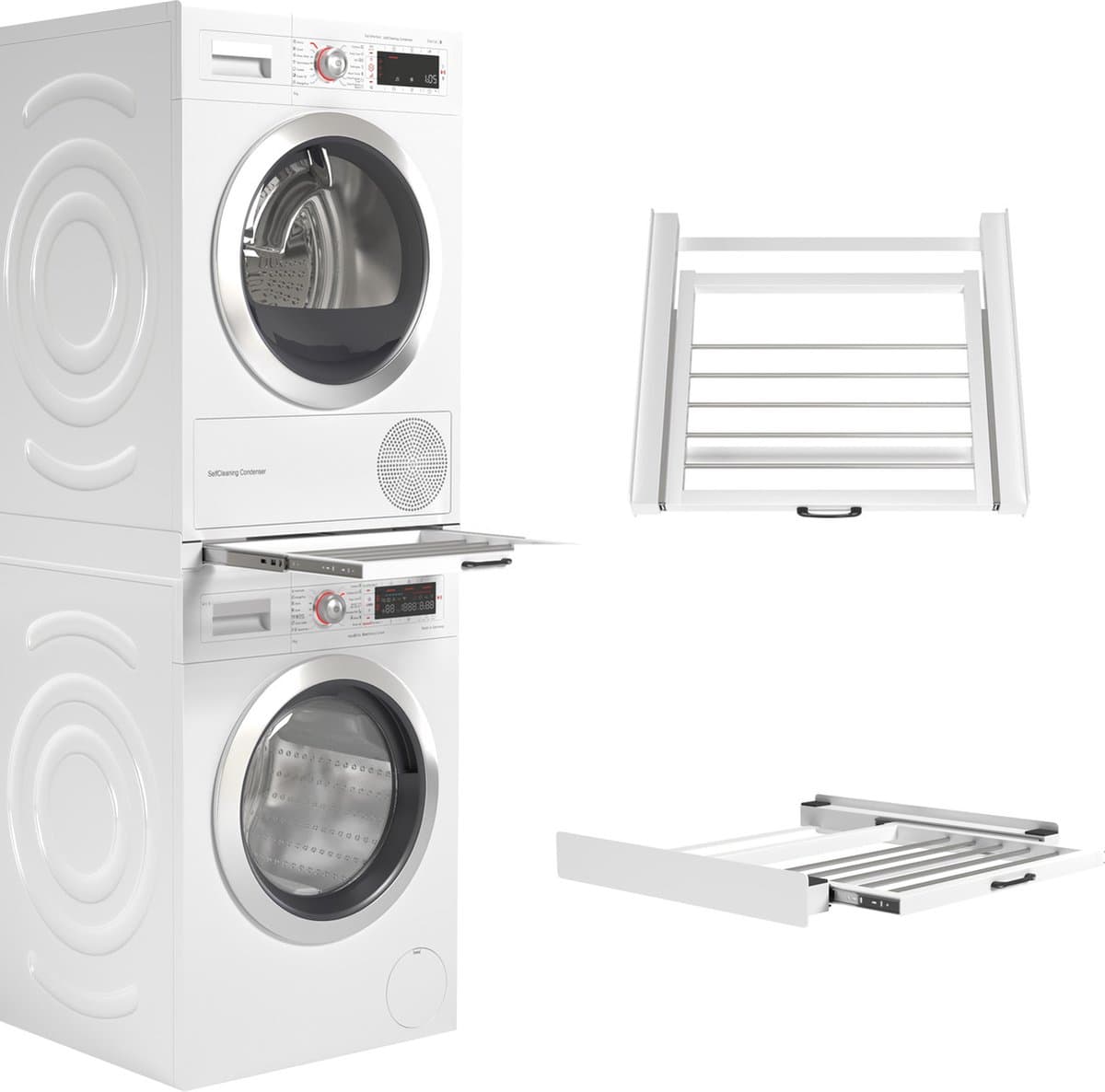 Wasophoogte® Tussenstuk wasmachine droger - Stapelkit wasmachine droger - Tussenkader - Geschikt voor elk type - Wit — afbeelding 1