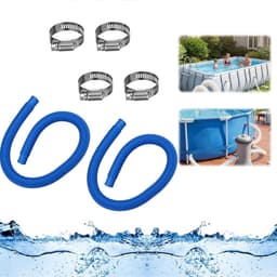 Zwembadslang 32 mm (1,25 inch) – Vervangende slang (lengte 150 cm) + 4 metalen klemmen – Accessoire voor zwembadpompen en filtersystemen (voor opzetzwembaden) – Geschikt voor Intex-zwembadpompen (300/330/530/1000 GPH) — thumbnail 1