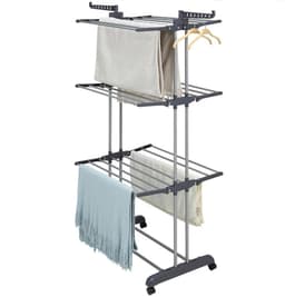 Dailygoods Kledingdroogrek voor binnen met wielen - Drielaags dubbelstaand opvouwbaar droogrek met vleugels - Geschikt v — thumbnail 5