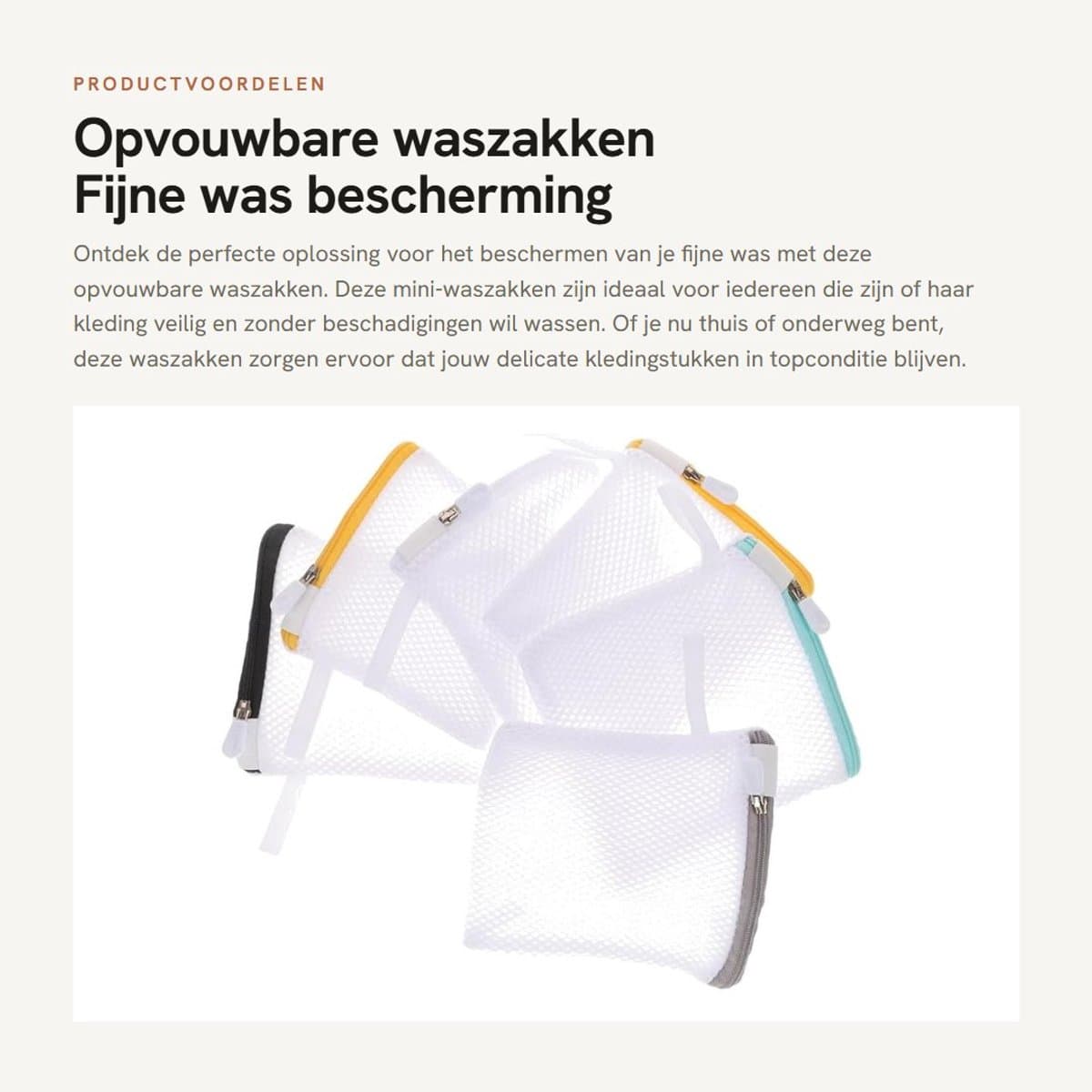 Dailygoods- Waszak 6 Stuks - Opvouwbaar - Mini Waszak - Herbruikbaar Net - Bescherming Tegen Klitten - Afmetingen 12x12 cm - Wasnet — afbeelding 1