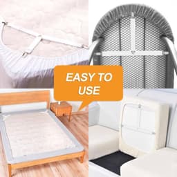 Bevestigingsbanden voor hoeslakens, 4-delige witte set, verstelbare elastische banden met metalen clips, geschikt voor lakens, matrashoezen en bankkussens. — thumbnail 2