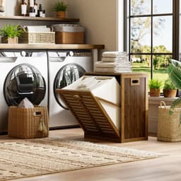 Dailygoods- Wasmandkast 63 Liter - Verwijderbare Waszak - Metalen Handgreep - Kantelbaar - Multifunctioneel - Geschikt voor Keuken/Badkamer - Opbergkast — thumbnail 2