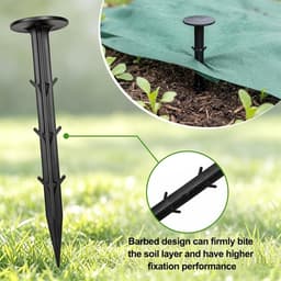 Grondanker - Zwart - 11 x 3,6 cm - Kunststof met 6 Weerhaken - Voor Tuin en Camping — thumbnail 2