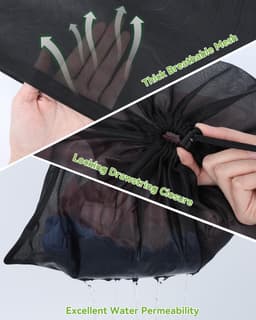 Waszakken groot voor wasmachine 50 x 60 cm, set van 2 met trekkoord, wasnet, fijnmazig, herbruikbare waszakken voor college, slaapzaal en woning — thumbnail 3