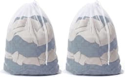 Set van 2 Waszakken 70x90cm, Fijne Mesh Wasnetten met Trekkoord voor Kleding, Beddengoed en Speelgoed, Herbruikbare Waszakken voor de Wasmachine — thumbnail 1