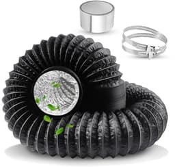 PromoHome ontluchtingsslang 125 mm - 4,2 meter - PVC aluminium flexibele slang met 2 klemmen en tape - voor wasdroger, airco, ventilatie, afzuigkap - zwart — thumbnail 1