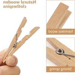 Houten knijpers, duimspijkers en jute touw voor het ophangen van foto's en decoraties, ideaal voor kaarten en creatief gebruik — thumbnail 5