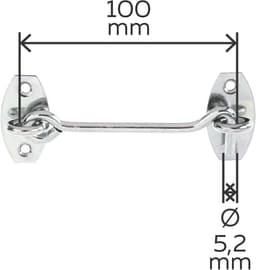SnelShoppen - Stormhaak 100mm met Hoekplaat en Oogjes | Gegalvaniseerd Staal | 5,2mm Haak-Ø | Voor Tuin, Camping en Klussen — thumbnail 2