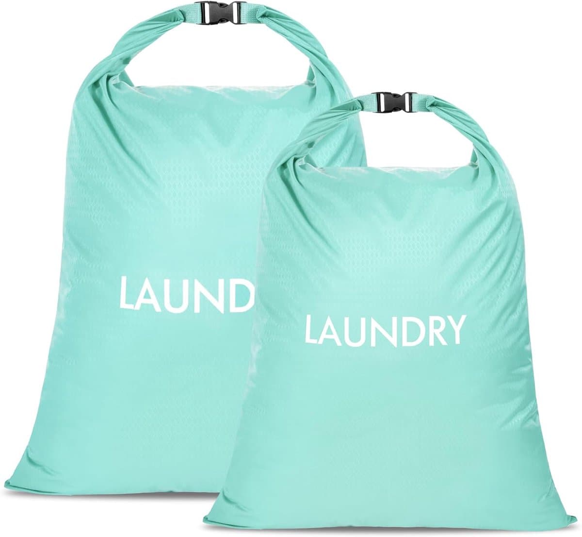 SnelShoppen - Travel Laundry Bag Set van 2 - Nylon Waterdichte Waszakken met Rolsluiting - 60x45 cm en 55x35 cm - Opvouwbare Vuilwaszak voor Camping e — afbeelding 1