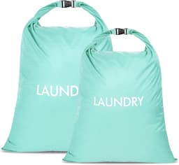 SnelShoppen - Travel Laundry Bag Set van 2 - Nylon Waterdichte Waszakken met Rolsluiting - 60x45 cm en 55x35 cm - Opvouwbare Vuilwaszak voor Camping e — thumbnail 1