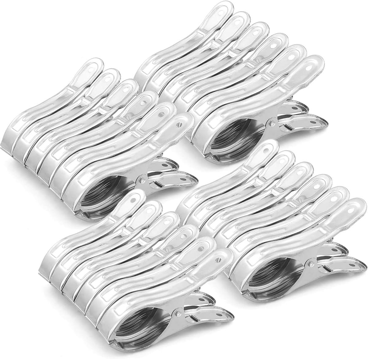 SnelShoppen - 24 Stuks RVS Towel Clips 12 cm - Sterke Klemmen voor Strandhanddoek, Badhanddoek, Bedlinnen, Vloerkleed en Dikke Kleding - Multifunction — afbeelding 1